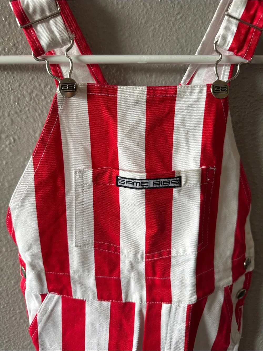 Striped Red & White Kids Overalls with Adjustable Straps
